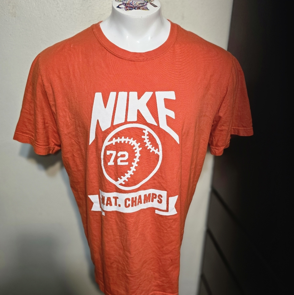 Nike Regular Fit Orange Baseball National Champions 72 Cotton T-Shirt Mens XL